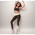 thumbnail image 4 of Active Women's High Waist Color Block Leggings with Contrast Panel Design - Large, Brown, 4 of 6
