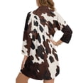 thumbnail image 2 of Xoenoiee Brown Cow Pattern Swimsuit Cover Up for Women Long Sleeve Button Down Blouse Bathing Suit Cover Ups Beach Shirt Dress for Beach Vacation Pool, L, 2 of 7