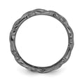 thumbnail image 2 of Sterling Silver Stackable Expressions Bande Sculptée Plaquée Noire Taille 9, 2 of 3