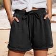 thumbnail image 2 of HKYNLAG Linen Shorts for Women Summer Drawstring Elastic Waist Shorts Dressy Casual with Pockets Boho Beach Shorts 2026 Black L, 2 of 5