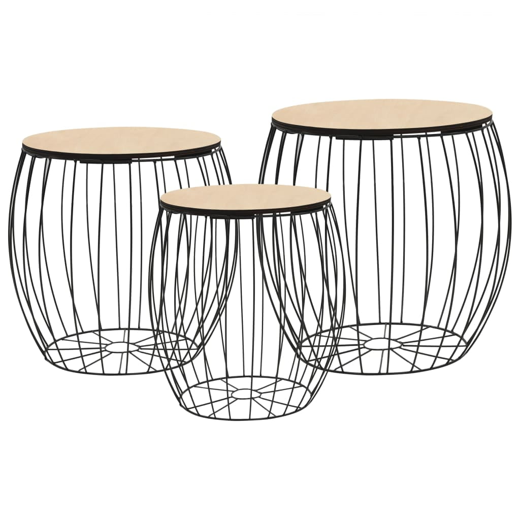 Kepooman Accent Tea Telephone Table Stand for Home Office, Set of 3, Black Kepooman Accent Tea Telephone Table Stand for Home Office, Set of 3, Black