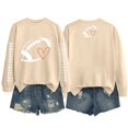 thumbnail image 2 of Rugby Shirt Women Football Sweatshirts Long Sleeve Crew Neck Gift Sports Mom Must Have Comfort Heart Graphic Tunic Tops Baseball Shirt Cute Workout Tops Football Mom Football Team Basic Tee Beige, 2 of 6
