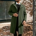 thumbnail image 3 of Aihuaihua Winter Jackets for Men Trench Coat Outdoor All Seasons Wear Men's Fall Winter Long Jackets Single Pea Coat Windbreaker Green L, 3 of 9