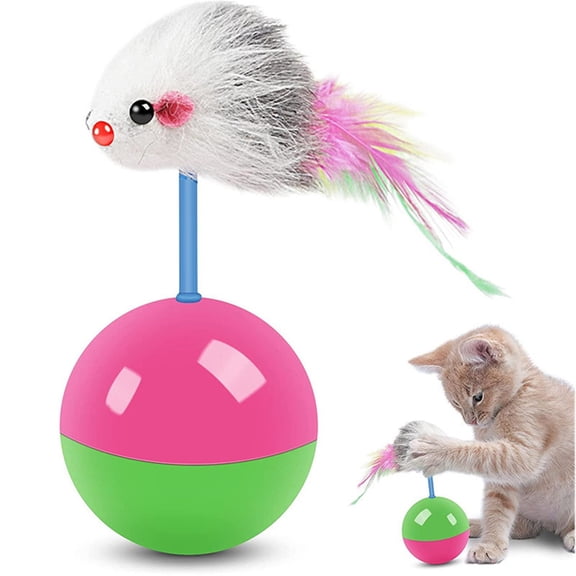 Cat Toys - Interactive 2-Pack Mice Tumbler Self-Stirring Cat Stick Toy for Cats and Play
