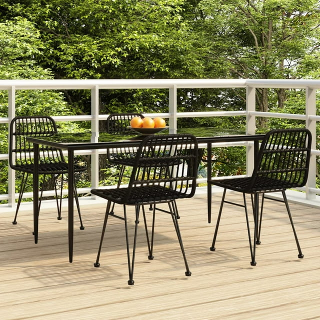 vidaXL Ensemble Salle à Manger de Jardin 5 Pcs Noir en Rotin Poly