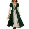 thumbnail image 2 of BRGZLK Medieval Renaissance Dress for Women 2026 Trendy Color Block Square Neck Lace Up Goth Costumes Dresses for Ren Fair Halloween Cosplay Army Green M, 2 of 9
