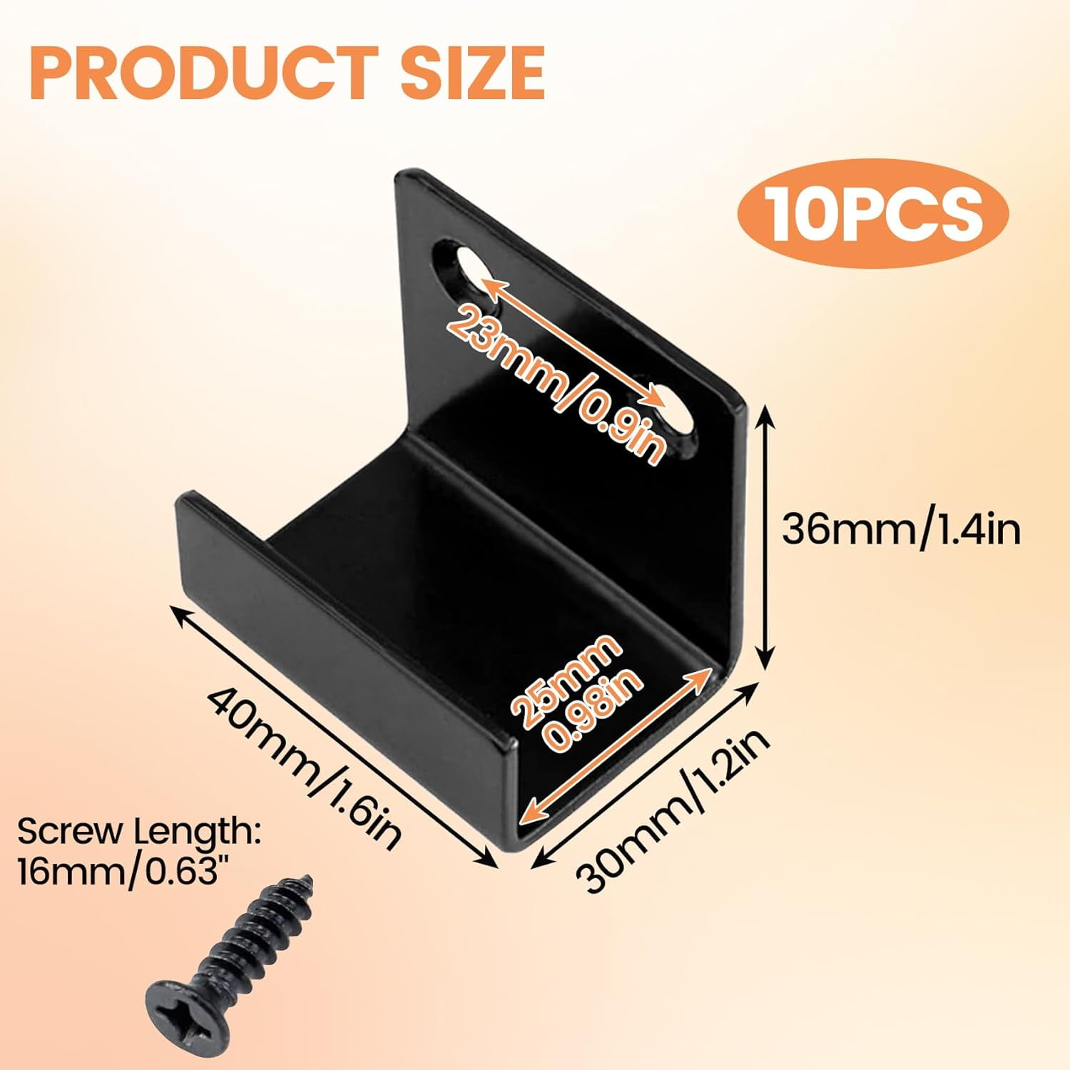 JJEAN-10Pcs Tile Display Wall Hanger Thicken Stainless Steel Flat J Hook Hanger Billboard Hook Fastener - Black (Inner Width 25mm)