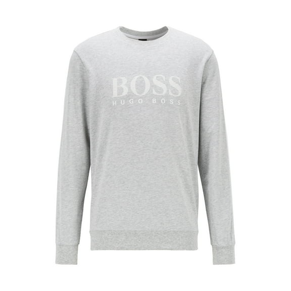 Boss Men's French-terry sweatshirt with striped logo and contrast tape