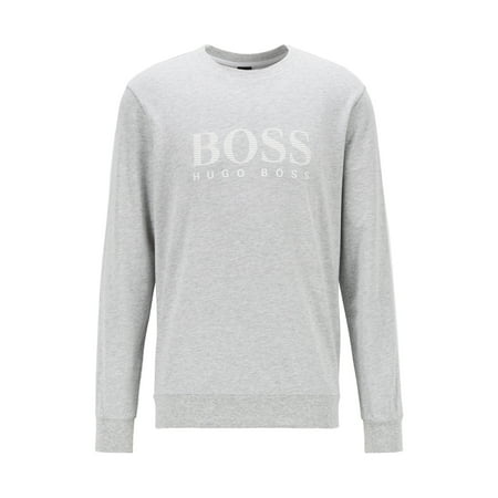Boss Men's French-terry sweatshirt with striped logo and contrast tape