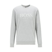 Boss Men's French-terry sweatshirt with striped logo and contrast tape