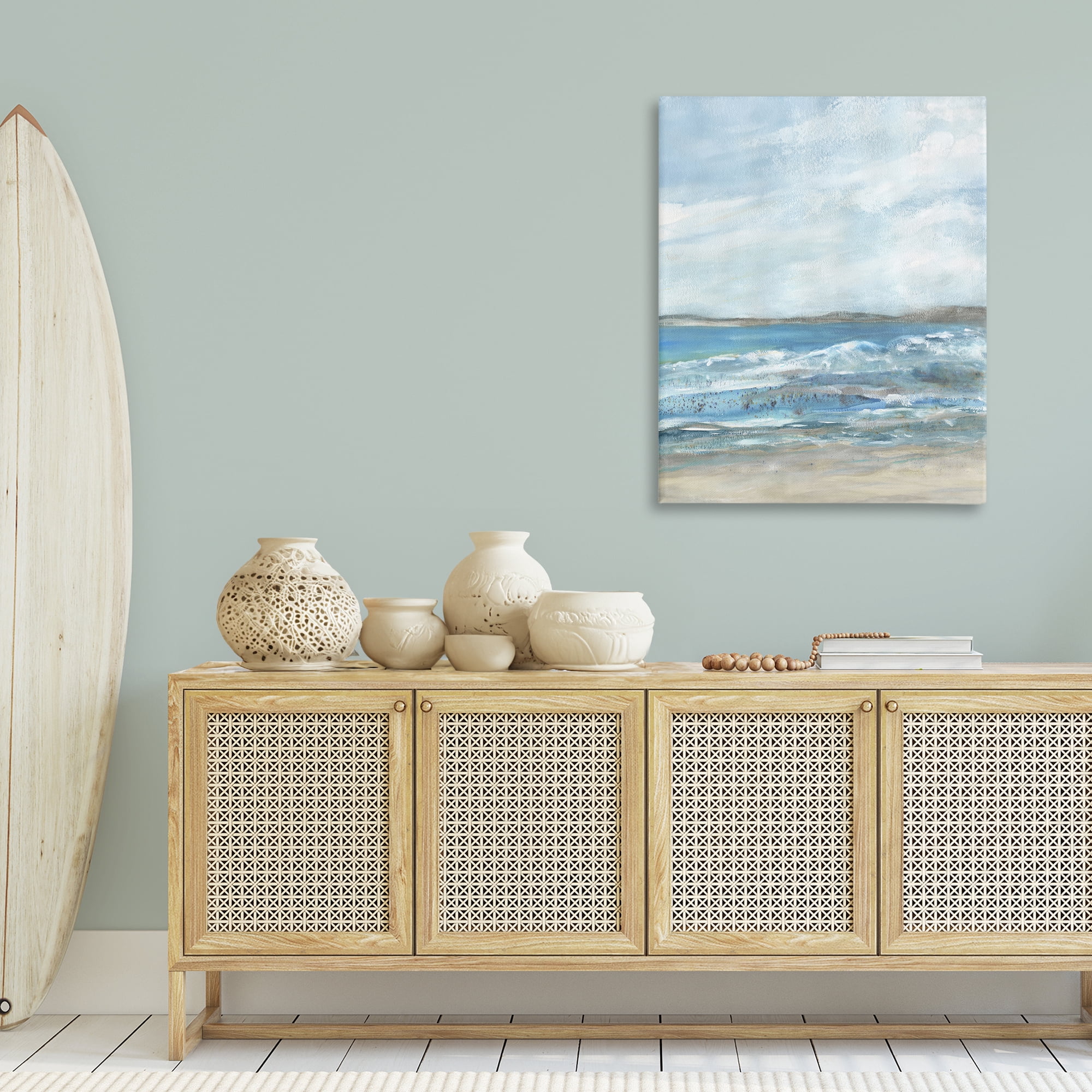Stupell Industries Sandy Surf Beach Landscape & Nature Painting Wrapped Canvas Art Print Wall Art, 30 x 40