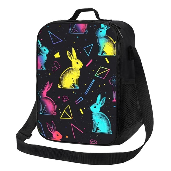 Bunny Lunch Bag Reusable Lunch Box Insulated Tote Bag with Adjustable Shoulder Strap