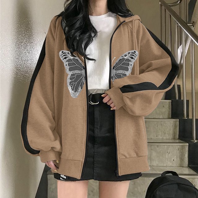 Puntoco Mujer Moda Casual Impreso Manga Larga Cremallera Blusa Con Capucha Tops Sweatershirt Puntoco Puntoco-513