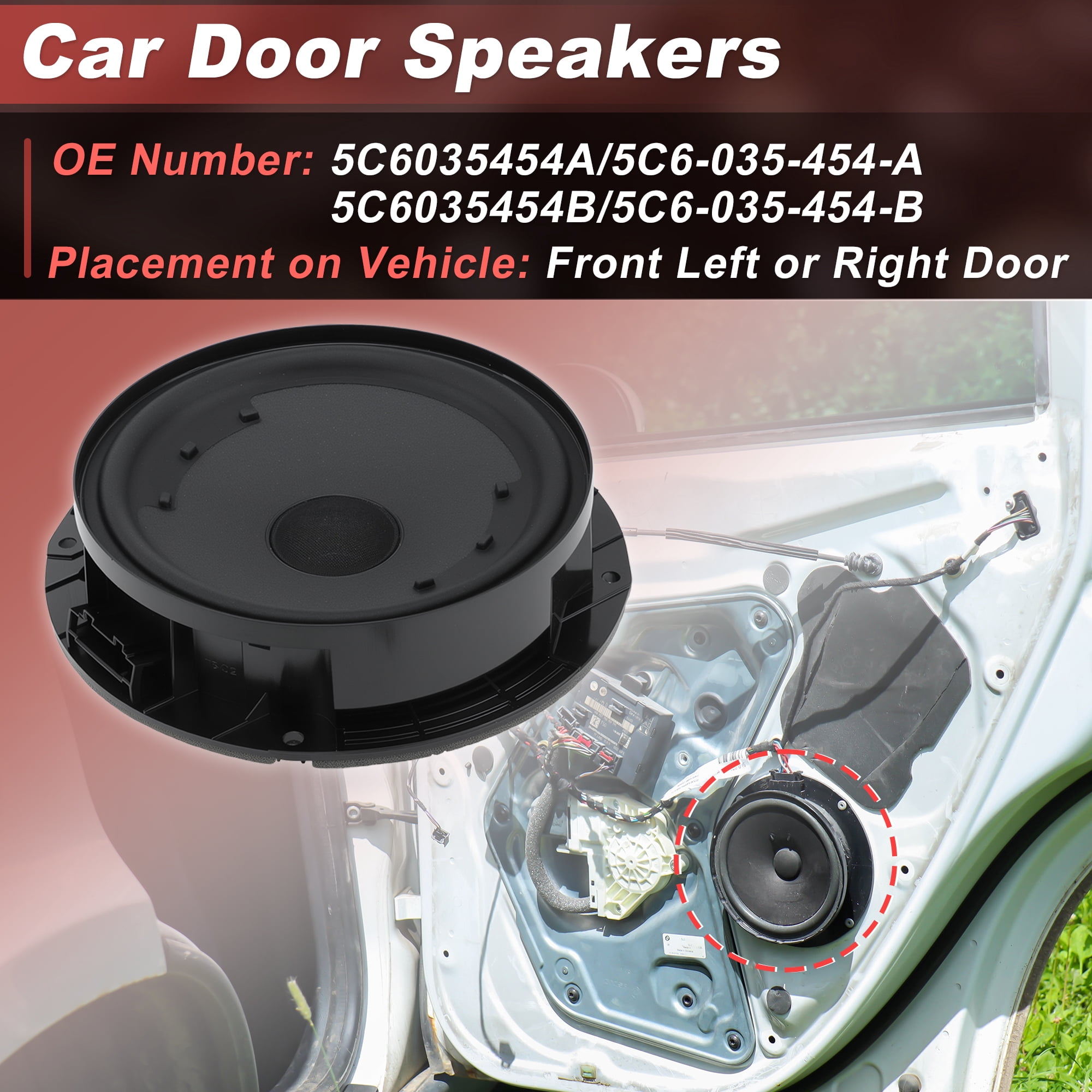 5C6035454A Front Door Speaker Assembly for Volkswagen Passat Jetta 2012-2018 6.7inch Midbass Car Audio Loudspeaker Left or Right Door Radio Speaker Coaxial Speakers 5C6-035-454-A