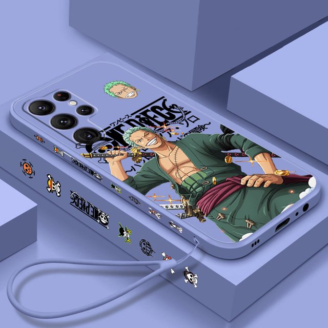 One Piece Luffy Zoro Cool Liquid Left Rope For Samsung Galaxy S24 S23 S22 S21 S20 FE S10 Ultra Plus Lite 5G Cover Back
