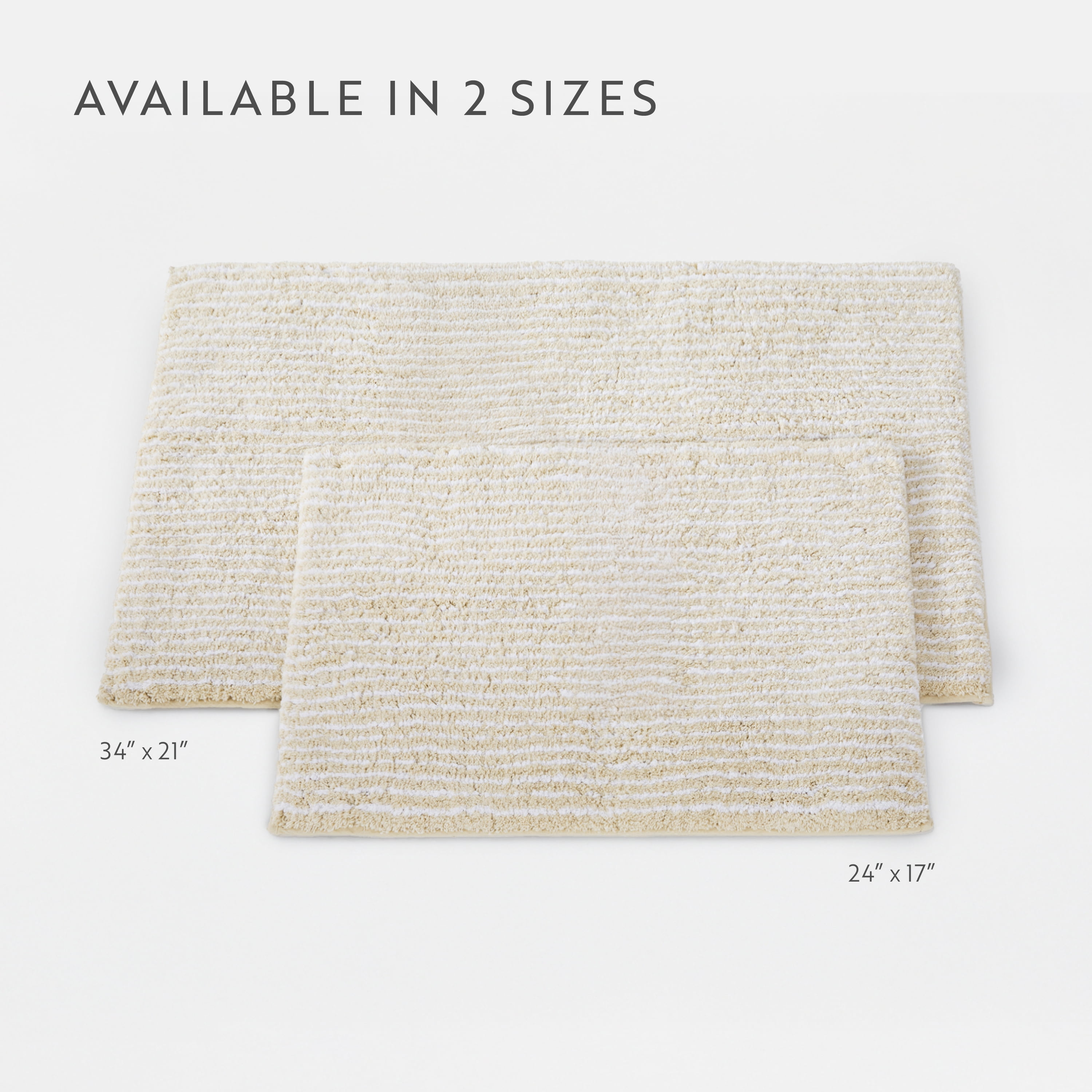 100% Cotton Pinstripe Patterned Bath Mat by Comfort Canopy, Natural, 24" x 17"