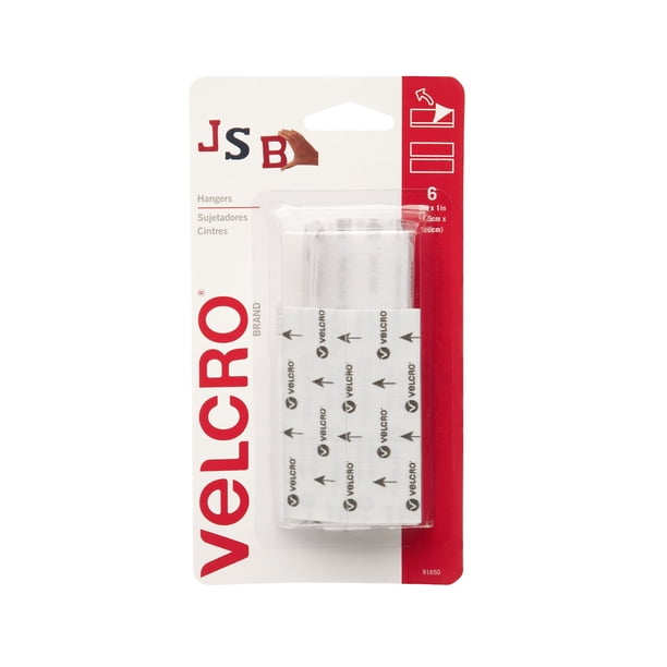 VELCRO Brand Hangers, 3 in. x 1 in. Strips, 6 Count White Walmart