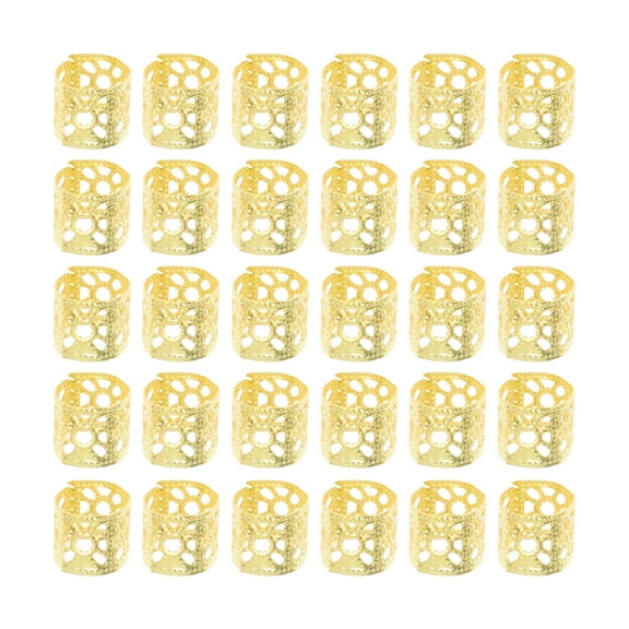 Unique Bargains 30 Hair Cuffs Dreadlock Hollow Dreadlock Hair Clips Gold Tone