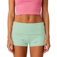 thumbnail image 2 of PWPSG Women's Striped High Waist Tight Biker Shorts, Tummy Control Slim Fit for Yoga Workout Daily Wear Green S, 2 of 6