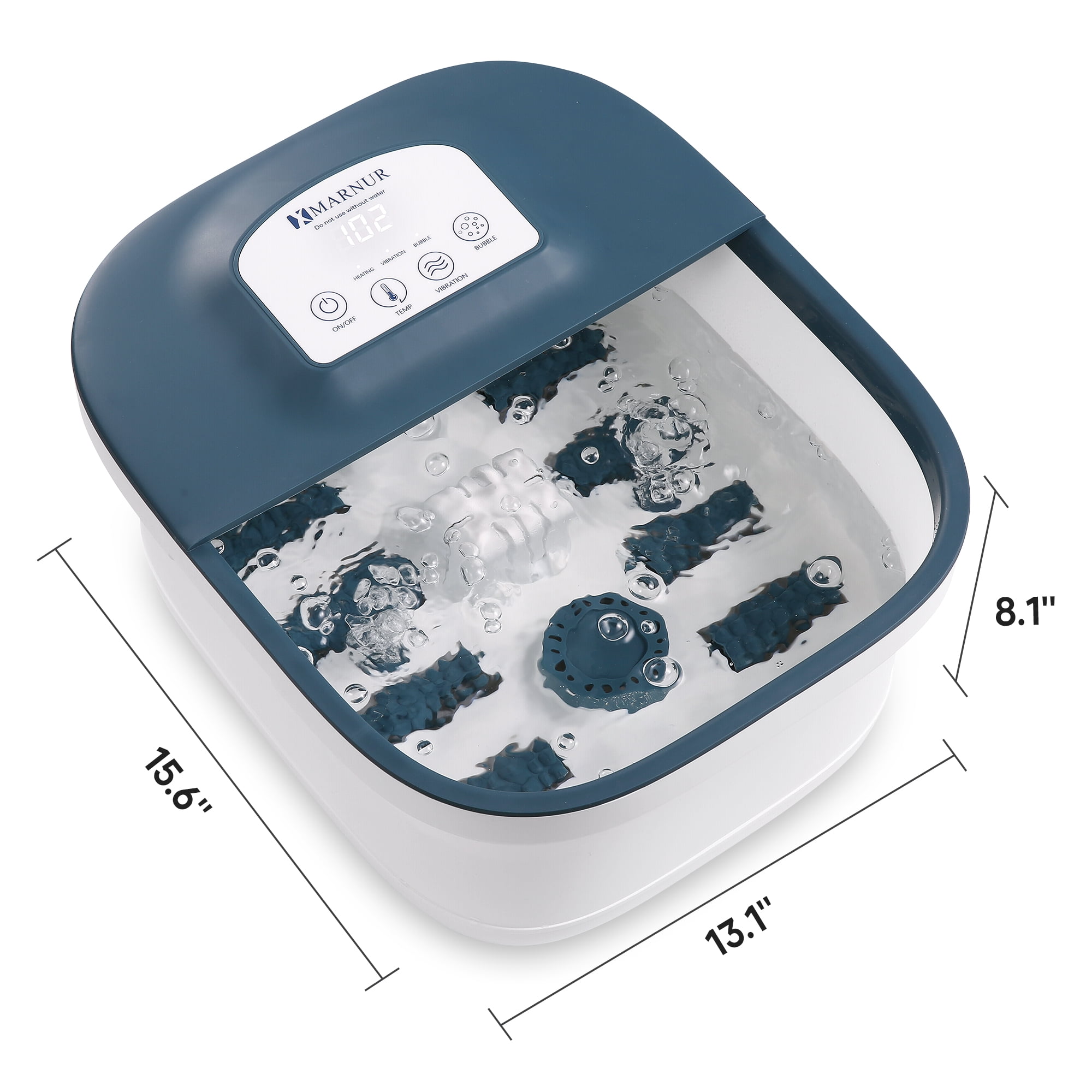 MARNUR Foot Spa Bath Massager with Heat, Rich Bubble, Vibration, Rollers and Lower Noise - Blue