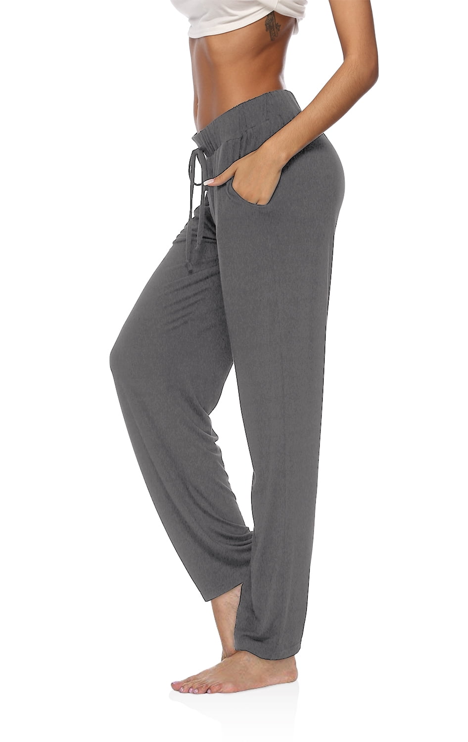 DIBAOLONG Womens Yoga Pants Wide Leg Comfy Drawstring Loose Straight ...