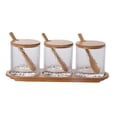 thumbnail image 4 of COSMOBETTY 1 Set Hammered Pattern Glass Condiment Jar Bamboo Lid For Cooking Enthusiasts 29x12cm, 4 of 8