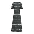 thumbnail image 4 of Honeeladyy Women Fashion Short Sleeve Causal Stripe Print V-Neck Pullover Loose Dress Women's exquisite dresses, 4 of 6