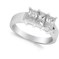 thumbnail image 4 of Clear Cubic Zirconia Triple Rectangle Ring .925 Sterling Silver Band White Jewelry Female Size 7, 4 of 4