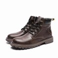 thumbnail image 1 of Botas de hombre, zapatos de invierno de cuero con cordones para el trabajo, viajes, negocios y calzado informal., 1 of 5