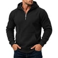 thumbnail image 6 of Men Quarter Zip Hoodie Sevevn Long Sleeve Fleece Pullover Sweatshirt With Front Kangaroo Pocket Loose Fit Casual Hooded Top For Daily Outdoor Use, 6 of 9