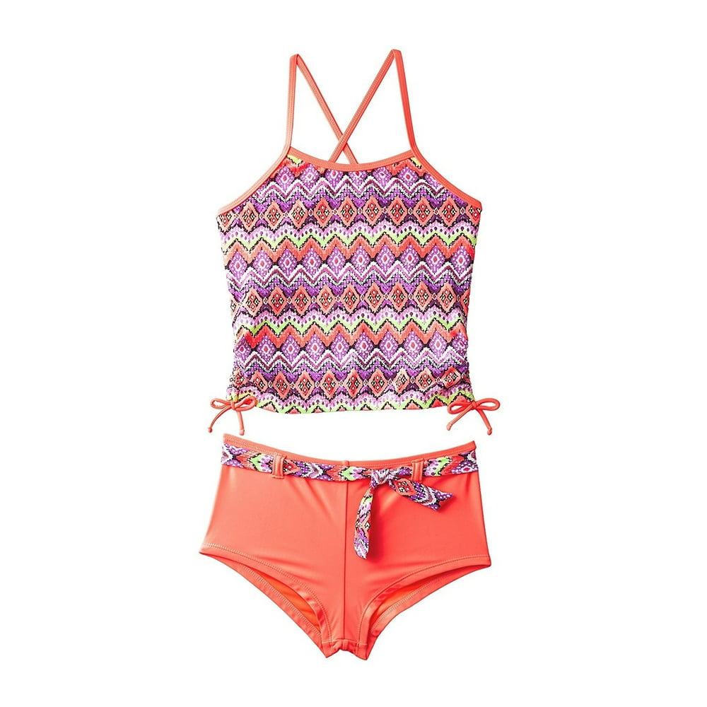 Angel Beach - Angel Beach Girls Coral Ikat Tankini Shorts Swimming Suit ...