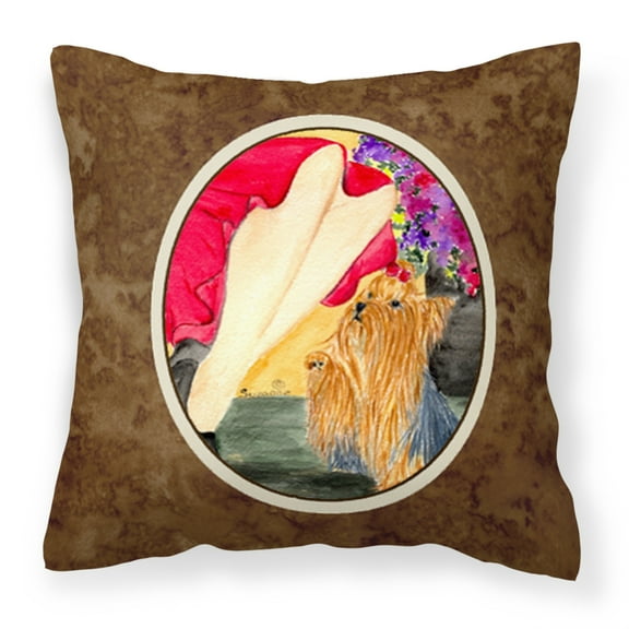 Caroline's Treasures SS8522PW1414 Lady with her Yorkie Fabric Decorative Pillow, 14Hx14W, multicolor