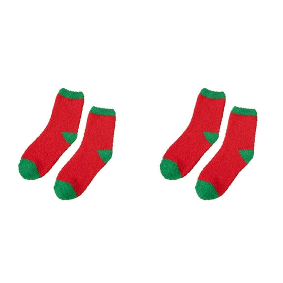 XIYNBAOK 2 Pairs Fuzzy Socks for Women Cozy Warm Fleece Socks Cute Funny Fluffy Warm Winter Cozy Crew Socks Colorful Festive Design Gift Socks for Women Men Novelty Christmas Gifts