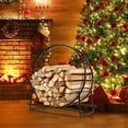 thumbnail image 1 of 30 Inch Firewood Log Hoop, Round Tubular Metal Wood Storage Holder, Decorative Round Steel Log Rack, Heavy Duty Curved Firewood Rack for Indoor & Outdoor, 110 lbs Load Capacity, 1 of 9