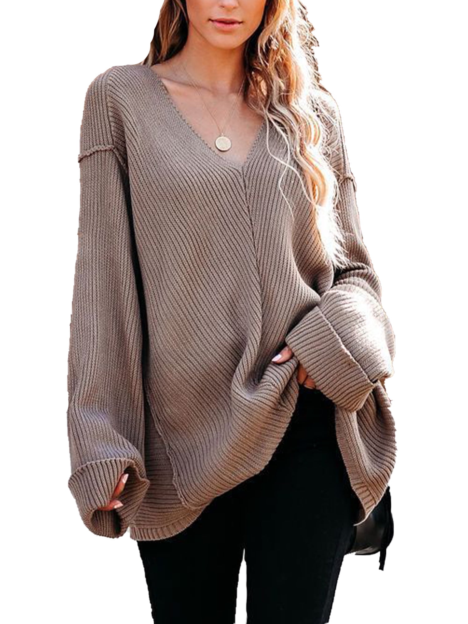 Women Plus Size Baggy Cardigan Coat Tops Batwing Sleeve Knit Sweater Jumper 