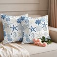 thumbnail image 6 of Outdoor Pillow Covers 24x24 Set of 2, Blue Beige Coastal Waterproof Patio Throw Pillow Covers for Couch Sofa Chair, Summer Beach Starfish Coral Nautical Decorative Pillowcases for Throw Pillows, 6 of 9