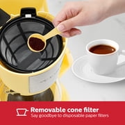 Holstein Housewares 5 Cup Drip Coffee Maker - Yellow - Auto Pause and Serve, Removable Filter Basket, View Water Window - Perfect for Brewing Rich-Tasting Coffee at Home