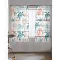 thumbnail image 5 of Sheer Curtains 63 Inch Length 2 Panels Set for Bedroom, Teal Red Coastal Semi Sheer Curtains for Windows, Beach Nautical Sea Turtle Coral Starfish Vintage Voile Window Treatments Rod Pocket Curtain, 5 of 7