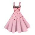 thumbnail image 4 of Vintage Valentine Heart Print Party Dresses For Women Round Neck A-Line Sleeveless Midi Dress Pink XL, 4 of 5