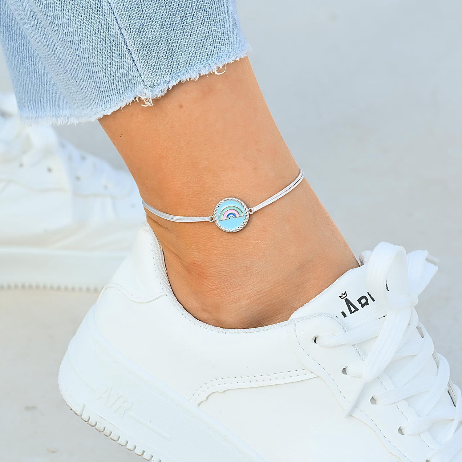Cord Anklet For Women 925 Sterling Silver Waterproof Luck String Adjustable Original Jewelry For Summer Beach[o7526]