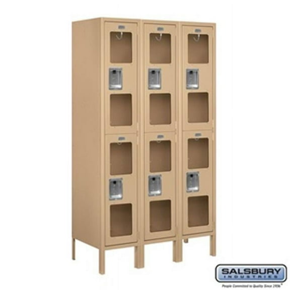Salsbury S-62355TN-U 3 x 5 x 15 in. Double Tier See Through Metal Locker, Tan - Unassembled