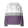 thumbnail image 6 of Fashion Color Block Pullover Hoodie Women, Loose Fit Long Sleeve Sweatshirt with Hood and Pocket, Ideal for Everyday Autumn Winter Wear Dark Purple, 6 of 6