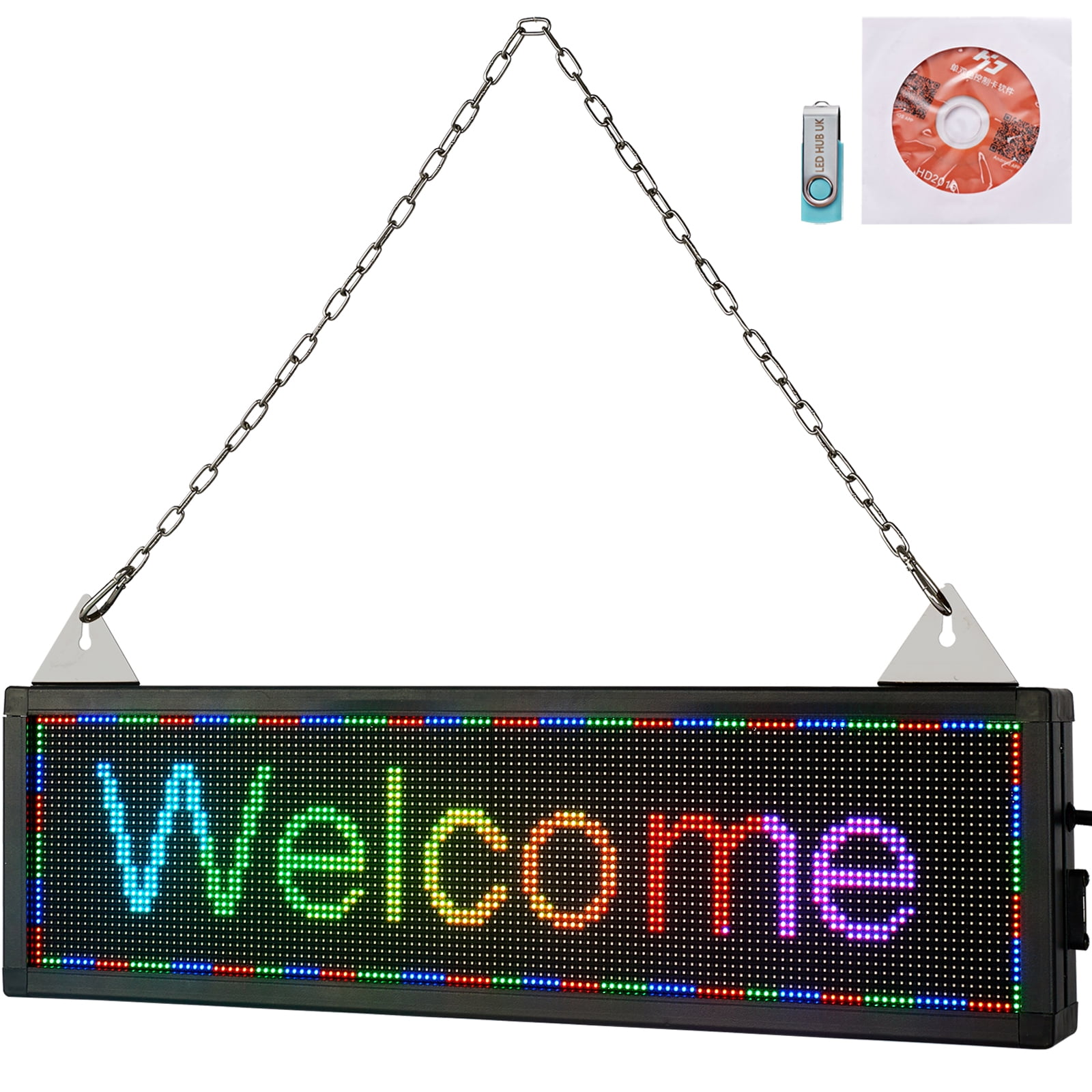 VEVOR LED Scrolling Sign, 21" x 6" WiFi  USB Control P4 Programmable  Display, Indoor Full Color High Resolution Message Board, High Brightness Electronic  Sign, Perfect Solution for Advertising