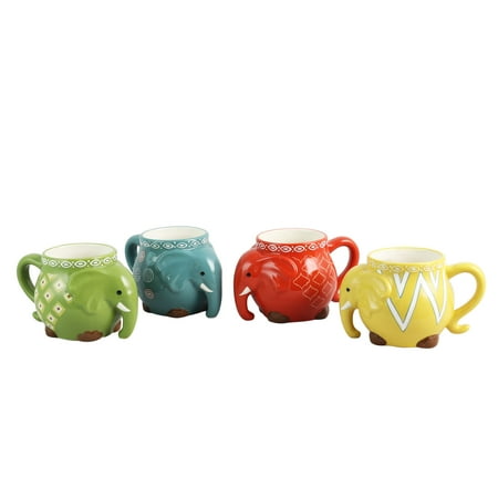 - Gibson Home 4 Piece 17.5 oz Elephant Tusk Figural Mug Set in Assorted Colors