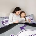thumbnail image 4 of Homewish Grey Purple Sports Bedding Comforter Set 7 Pieces, Cartoon Baseball Game Full Bedding Set, Teens Kids Boys Girls Reversible Fitted Sheet Flat Sheet, Microfiber Bedroom Decor, 4 of 7