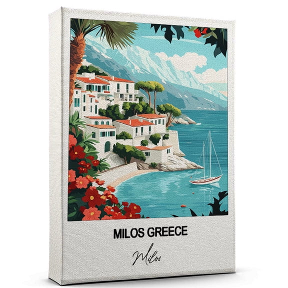 Milos Greece Travel Canvas Wall Art – Nature-Inspired Travel Decor with Scenic Views Milos Canvas Wall Print – A Captivating Gift for Adventure Seekers