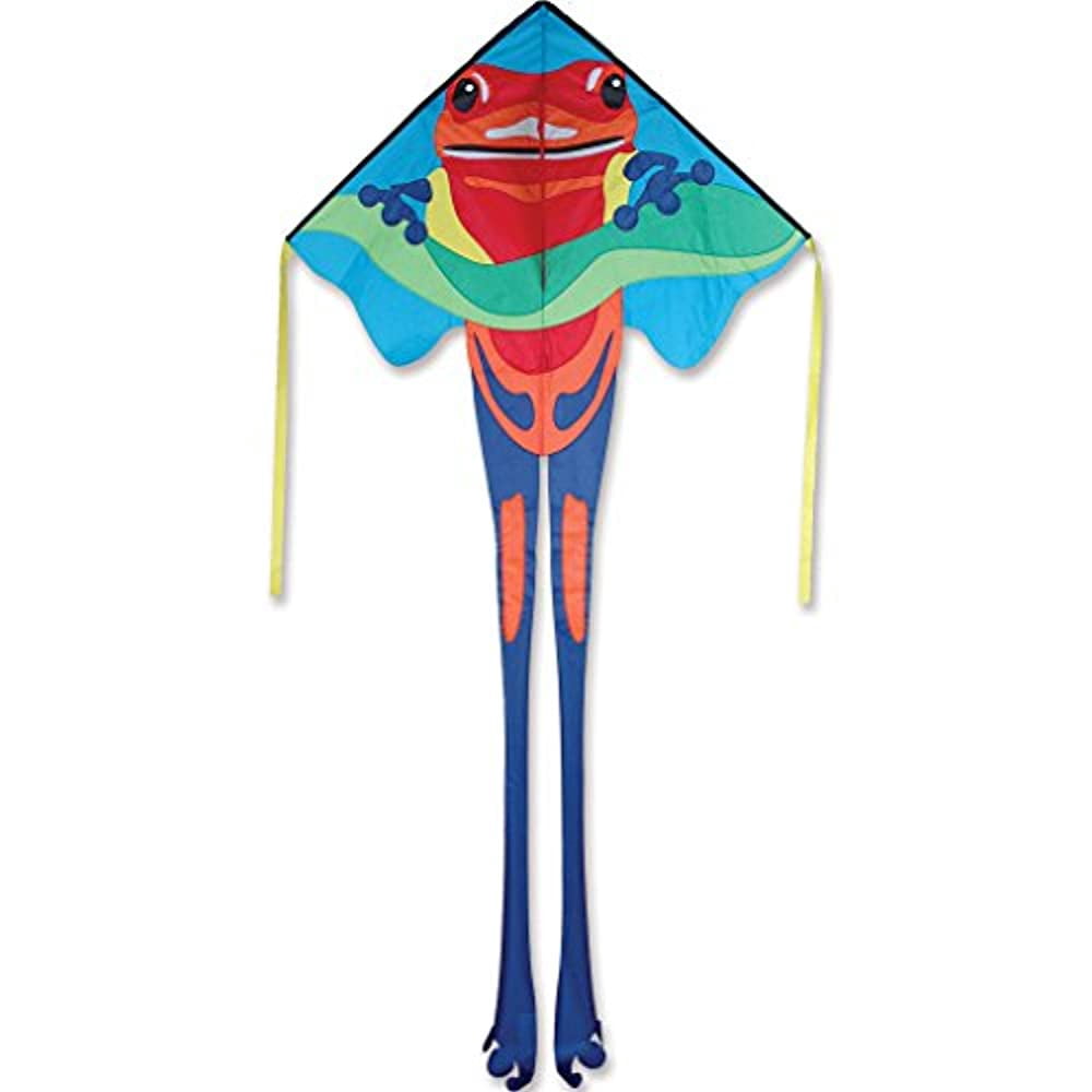 Large Easy Flyer Kite - Poison Dart Frog (46" X 90") with 300 Ft 30lb Test Kite String and Winder