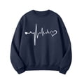 thumbnail image 4 of Girls Valentine Shirt Navy Long Sleeve Crewneck | Kids Valentine Sweatshirt with Heart Print | Kids to Youth Valentine's Day Top & Gift,Size 7-8 T, 4 of 6