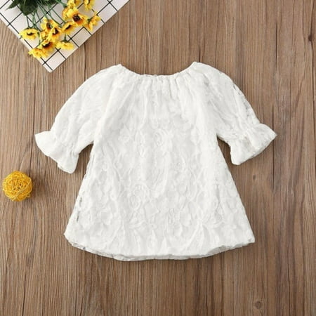 Pretty Toddler Kids Baby Girls Clothes White Tops Lace Ruffle T-shirt  Princess Blouse 6 Months-4 Years 