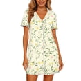 thumbnail image 5 of Women's Summer Nightgowns Button Down Lapel Collar Short Sleeve Sleep Shirt Pajama Dress Casual Printed Oversized Lightweight Comfy Loungwear Nightgown, 5 of 7